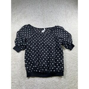 Aeropostale‎ Shirt Womens Small Polka Dot Sheer Puff Sleeve Pullover Top Blouse